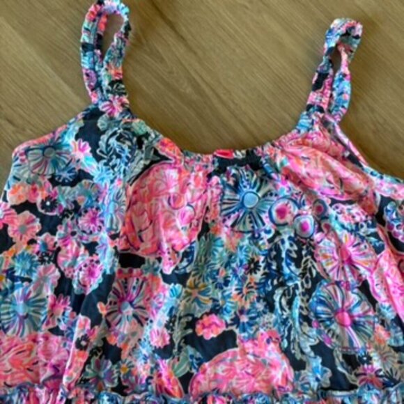 Lilly Pulitzer High Tide Navy Pink Turtle Tiered Swing Dress Womens Size XL - Picture 6 of 8